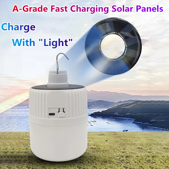 LED Solar Light Rechargeable Bulb With Remote Control USB Waterproof ...
