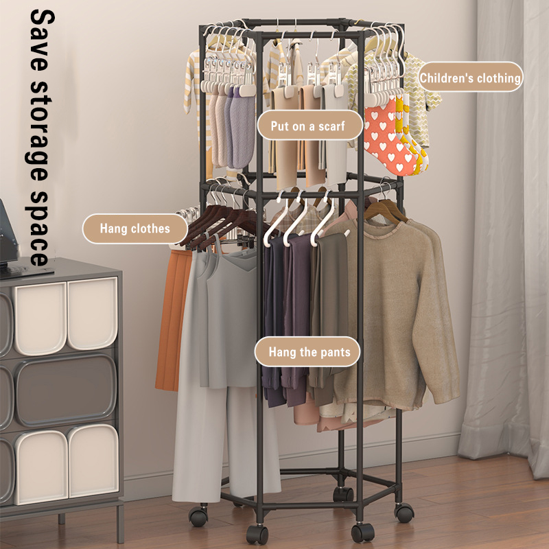 2 layer Clothes Drying Rack Balcony&Clothing store display rack Circle ...