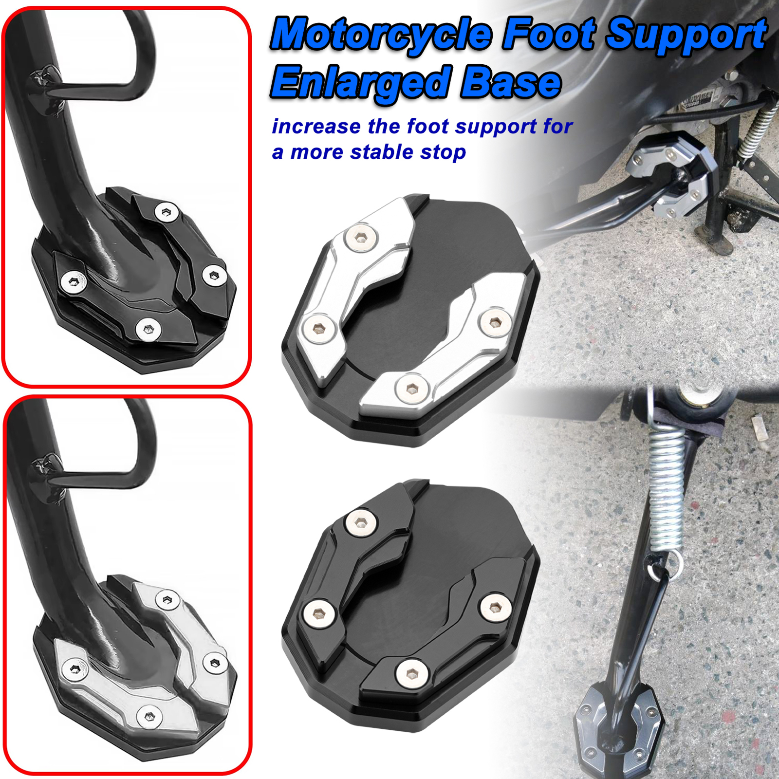 Universal Motorcycle Kickstand Extender FootSide Stand Extension Pad ...