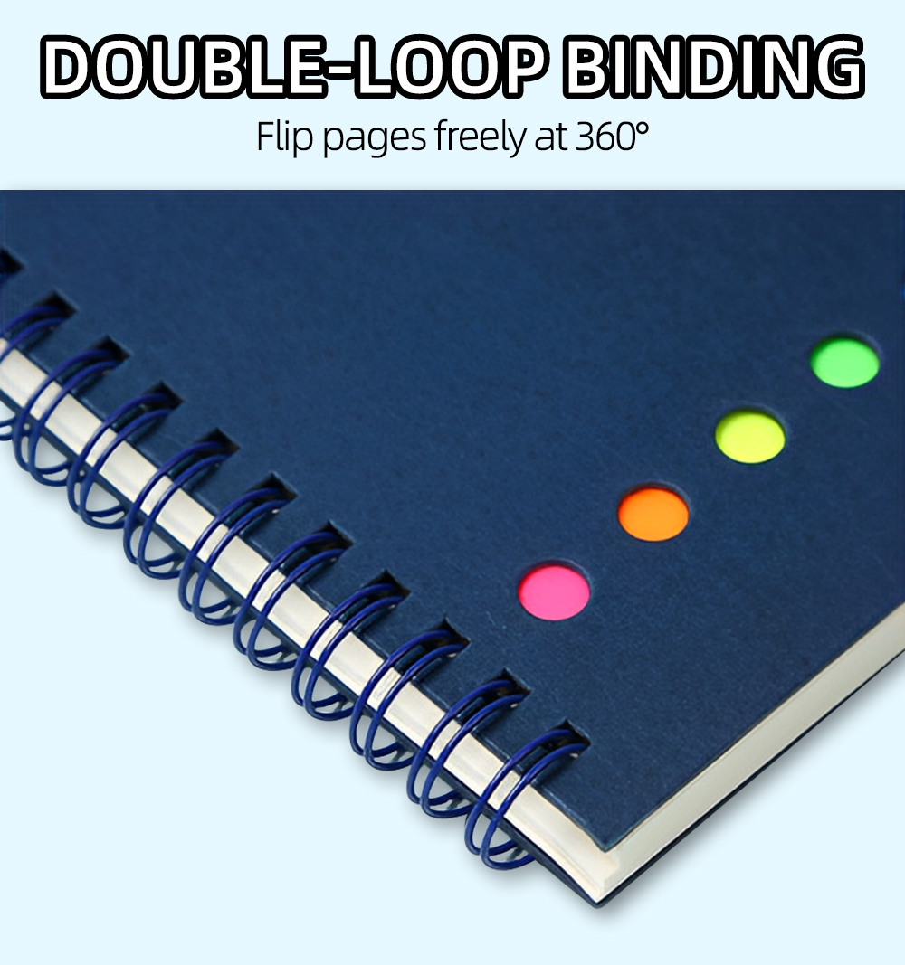 A6 Kraft Spring Spiral Notebook with Ballpoint Pen Index Tabs Page ...