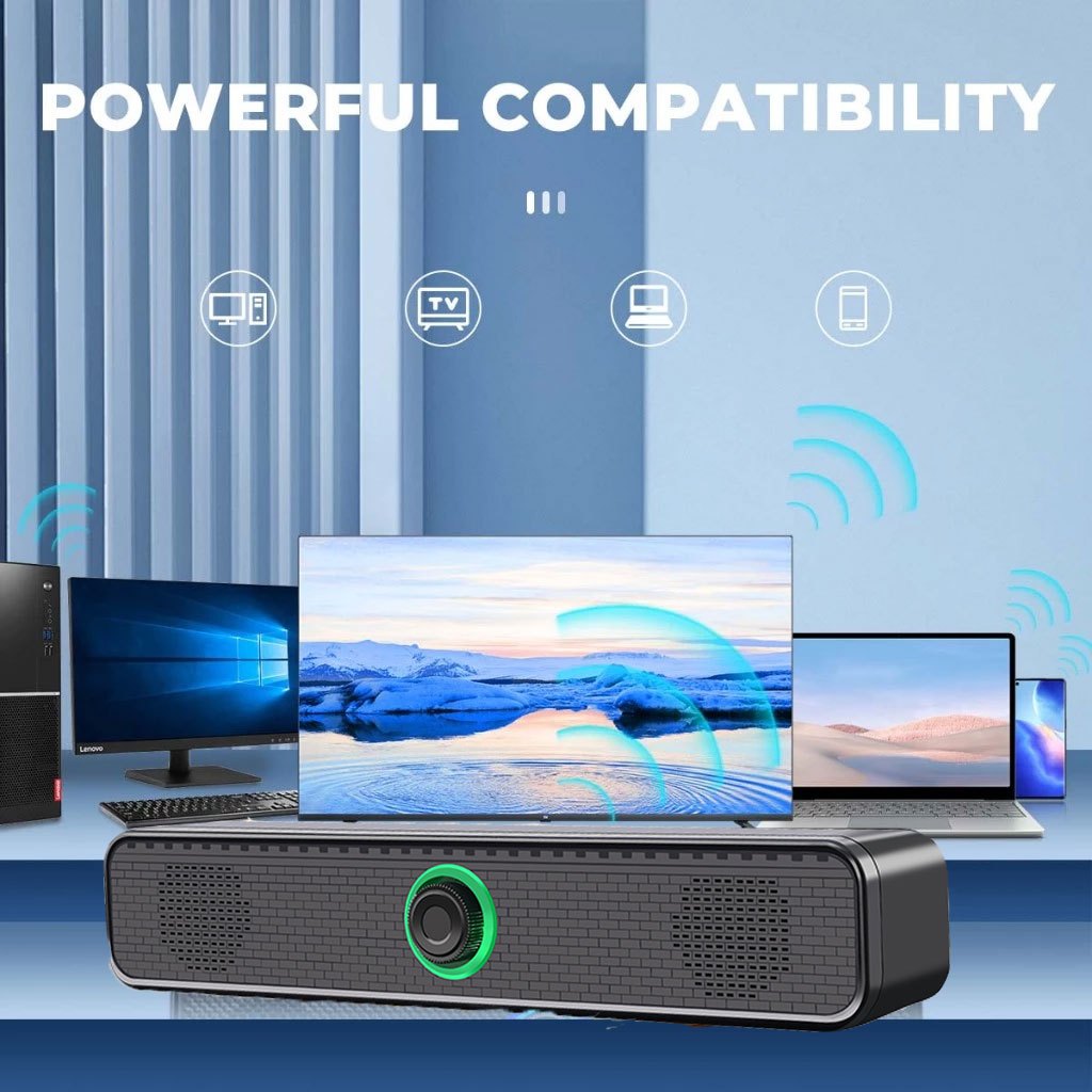 Popcorn PC RGB Soundbar Multi-Media Soundbar Wired Speaker 3.5MM Audio ...