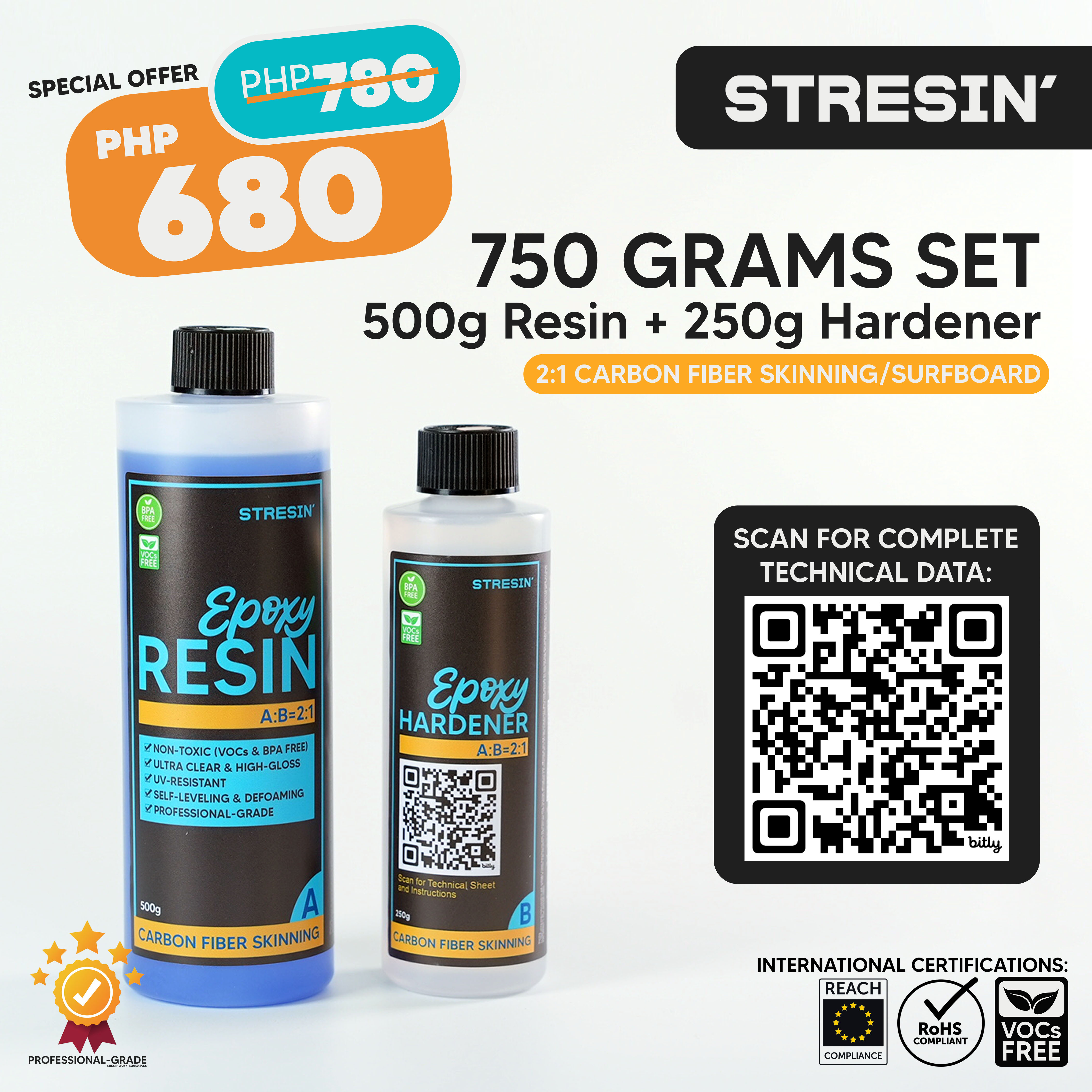 Stresin' Wholesale Carbon Fiber Skinning Epoxy Resin & Hardener Set ...