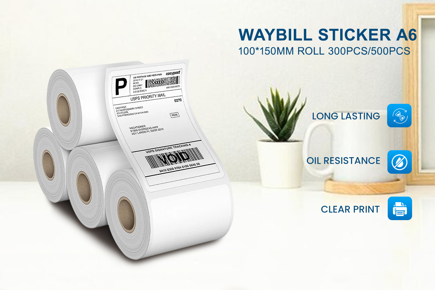 A6 Waybill Sticker Roll 100mm x 150mm 350pcs | 500pcs - Officom ...