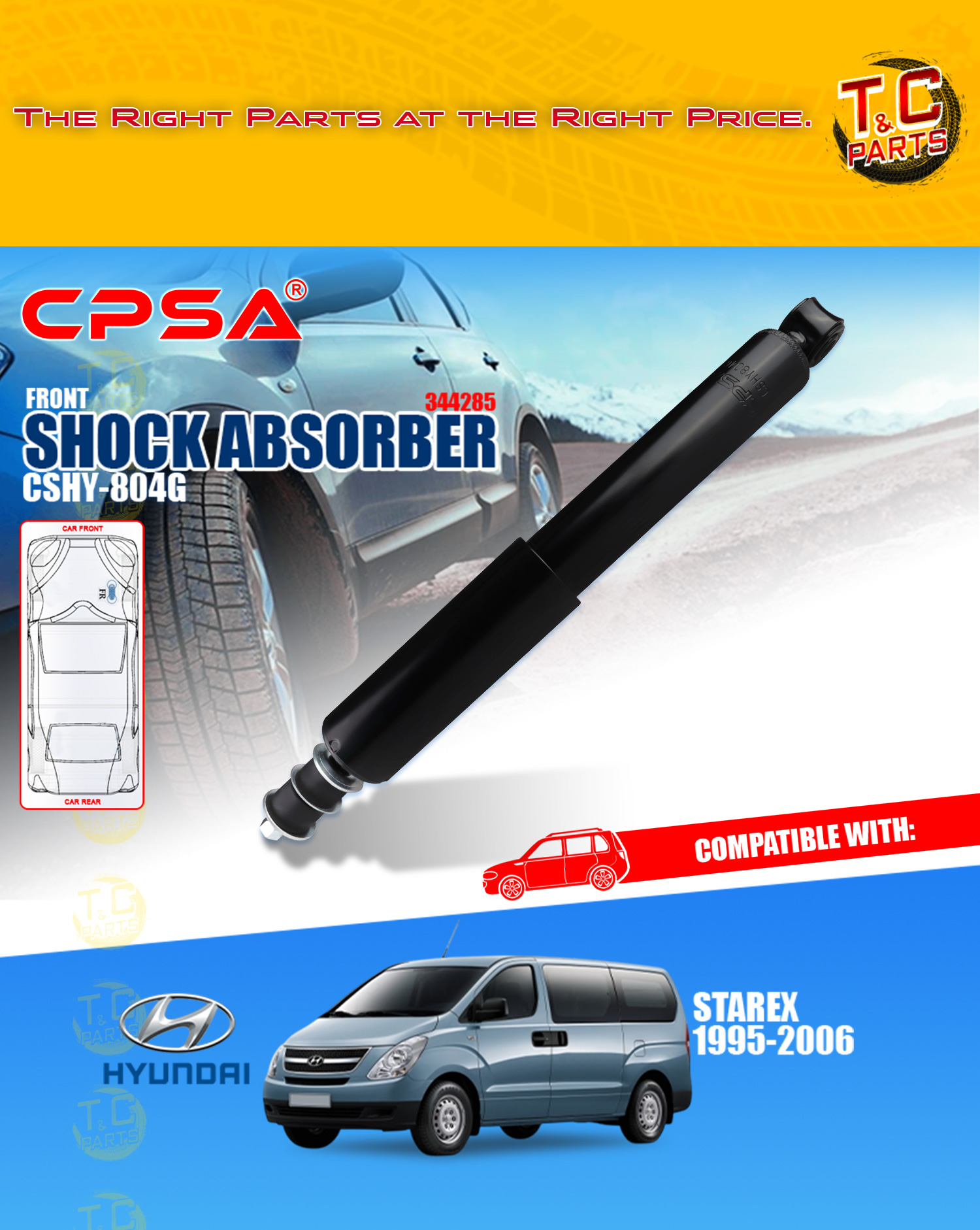 HYUNDAI STAREX H1 1997 -2012 SHOCK ABSORBER FRONT GAS TYPE 344285 CPSA ...