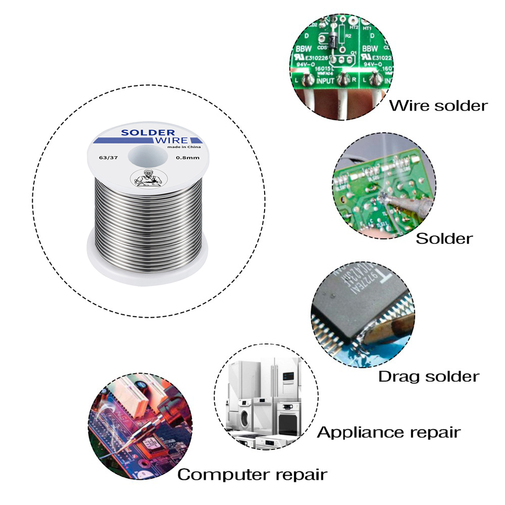 Solder Wire Roll 63/37 Tin-Lead, Rosin Core, 0.8mm Diameter, 50g / 200g ...