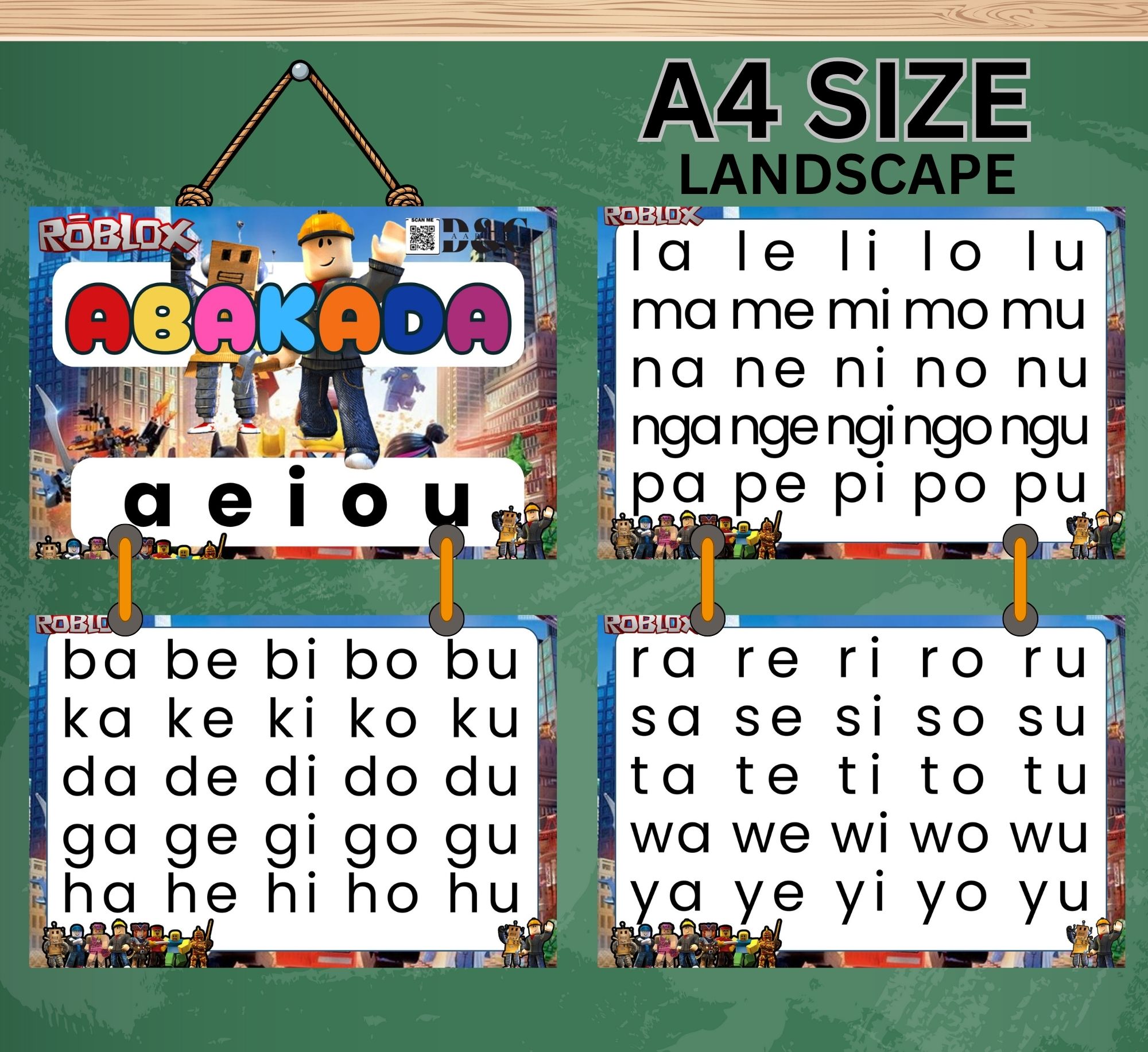 LAMINATED ABAKADA HANGING WALL CHART A4 | EDUCATIONAL LEARNING MATERIAL ...