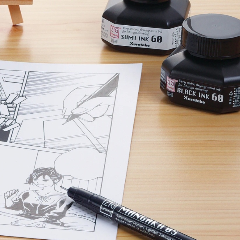 KURETAKE ZIG CARTOONIST INK - SUMI/BLACK/WHITE | Shopee Philippines