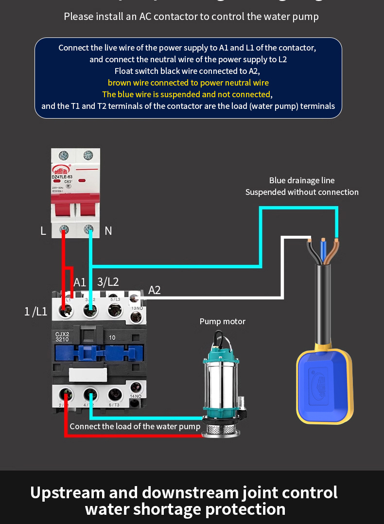 Cable Type Float Switch Liquid Fluid Water Level Controller Sensor ...