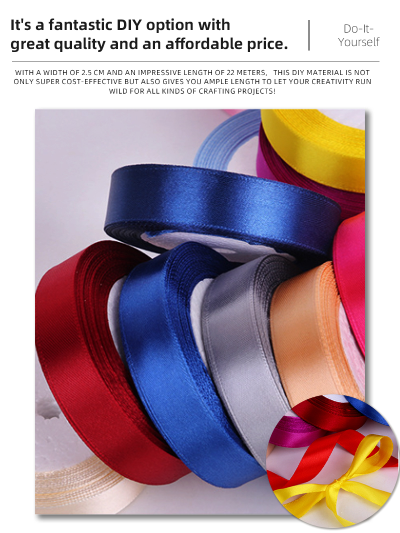 Satin Ribbon 1 inch (25 mm) Double Edge (25 yards per roll) polyester ...