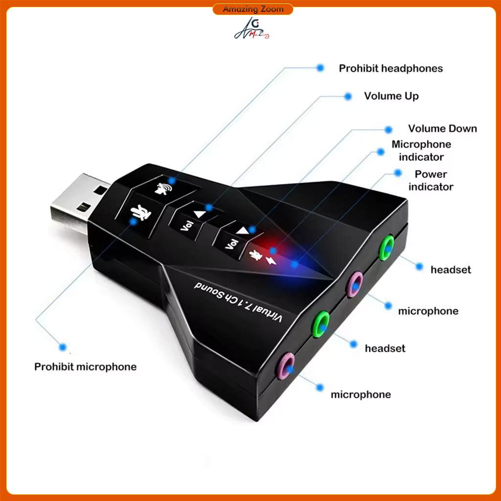 External Virtual USB 7.1 3D Sound Audio Card adapter Independent ...