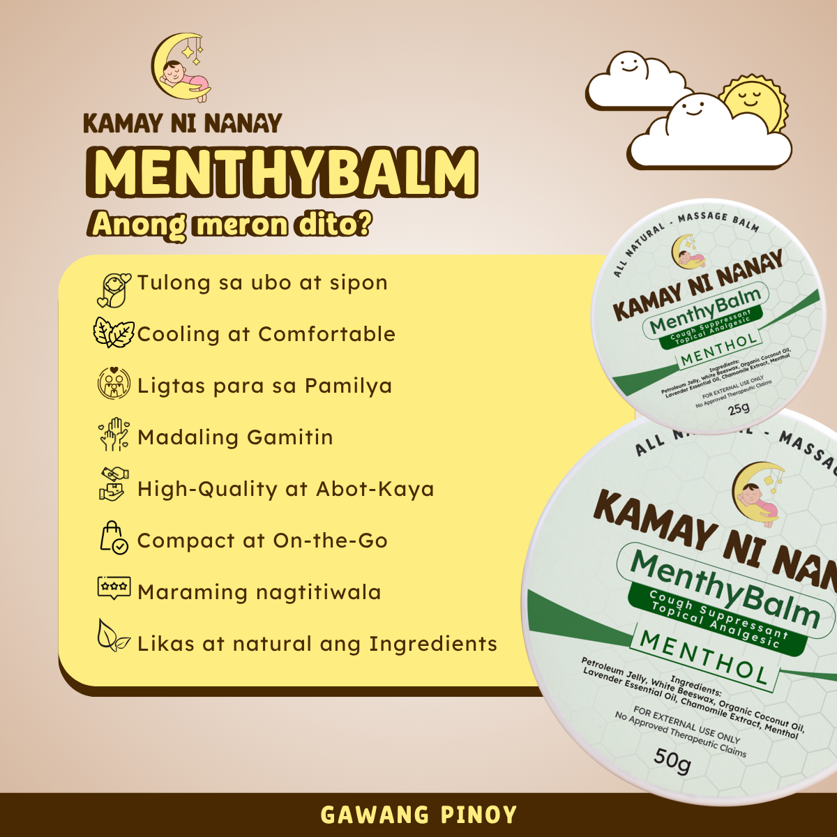 Exclusive Kamay ni Nanay Menthy Balm Menthol for Coughs and Colds ...