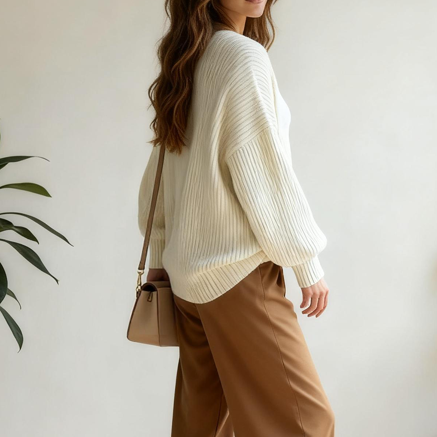Korean Oversized Ribbed Knit Cardigan Sweater for Women Long Sleeve ...
