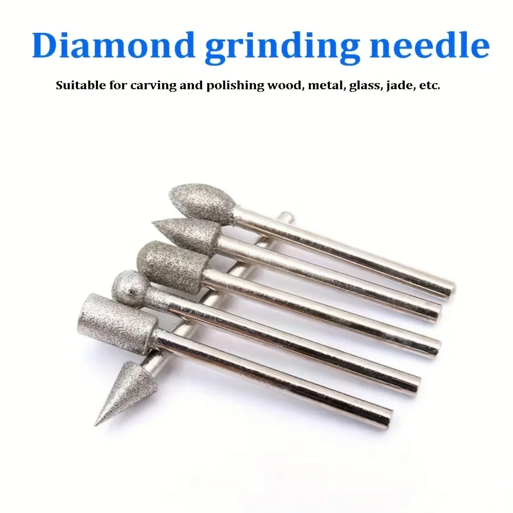 20pcs 3mm Shank Diamond Grinding Heads Mini Drill Burrs Bit Set for ...