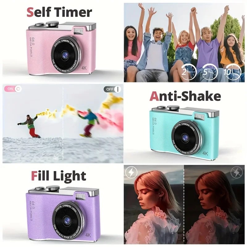64MP HD 1080P Digital Camera Photography 16X Digicam For Vlogging 2.4 ...