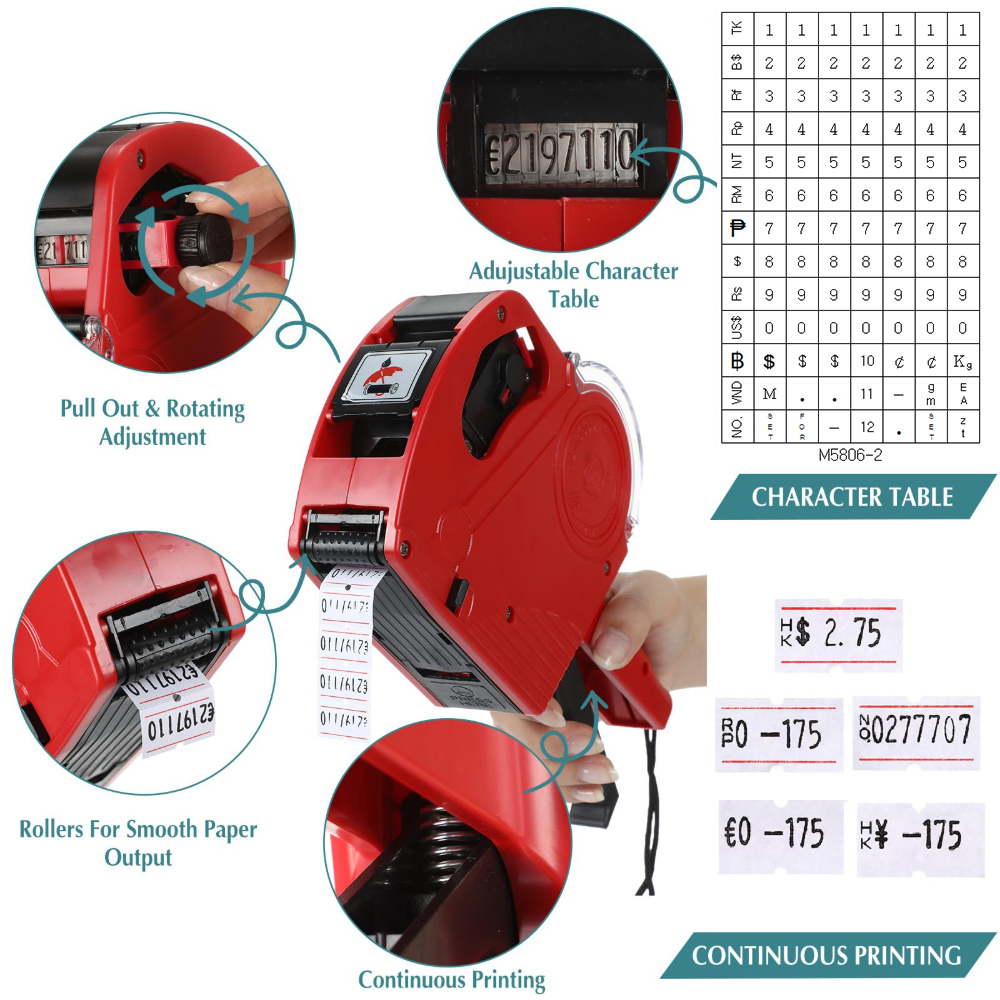 MX5500 8 Digits Price tag Gun with 5000 Sticker Labels label Maker ...