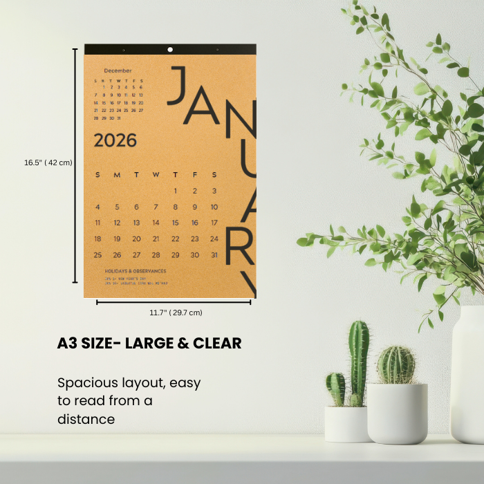 Wall Calendar 2026 Kraft Brown A3 Aesthetic (special price) | Shopee ...