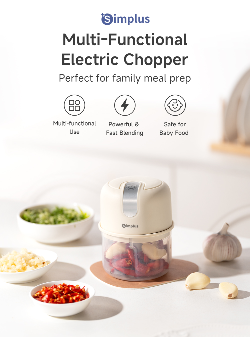 Simplus Portable Meat Grinder-Electric Food Processor for Baby Food ...