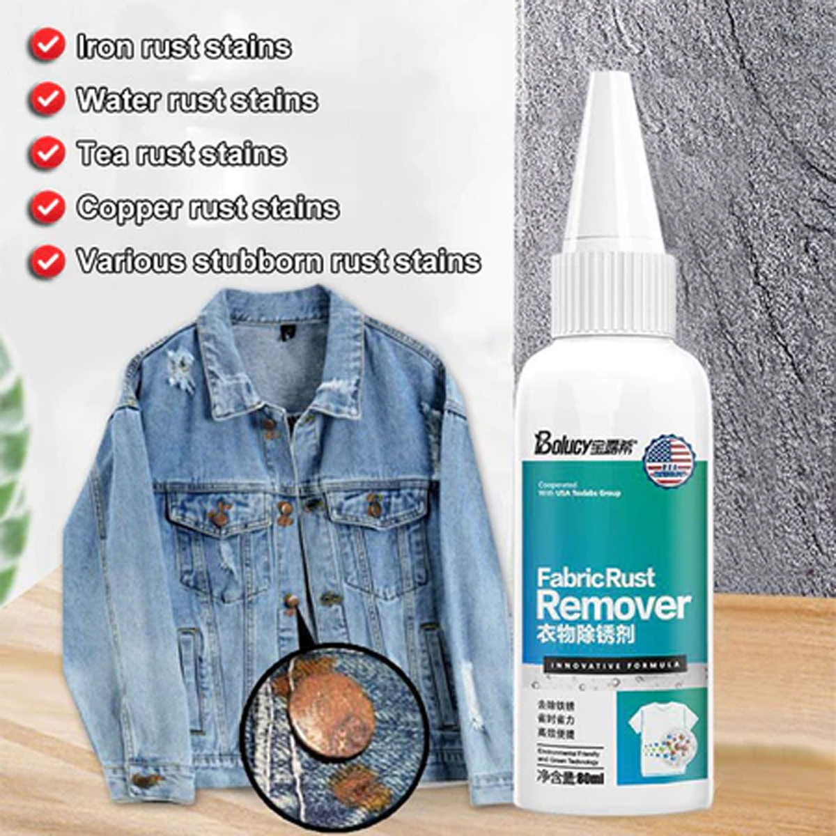 Rust Stain Remover Clothes Cleaner Drop Clothing Cleansing Rust Remover ...