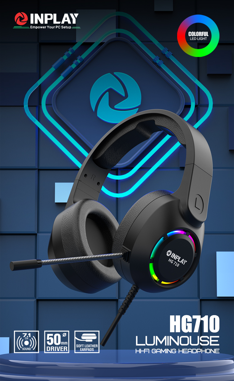 Inplay HG710 Wired Gaming Headset Hi-Fi Stereo Sound Build-in Mic ...