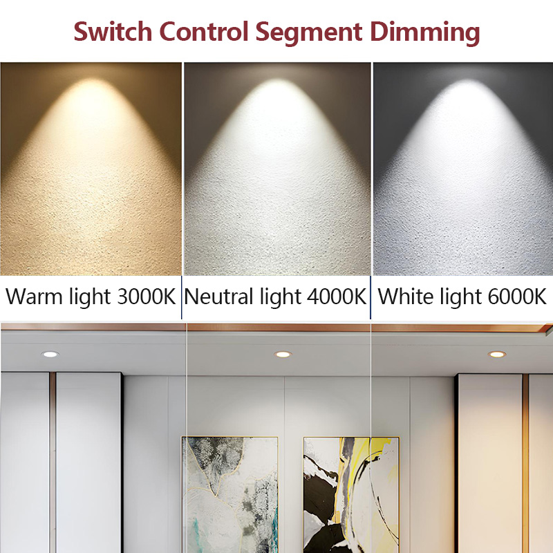 LED Downlight Ceiling Light Tricolor Recessed Spotlight Dimmable Double ...
