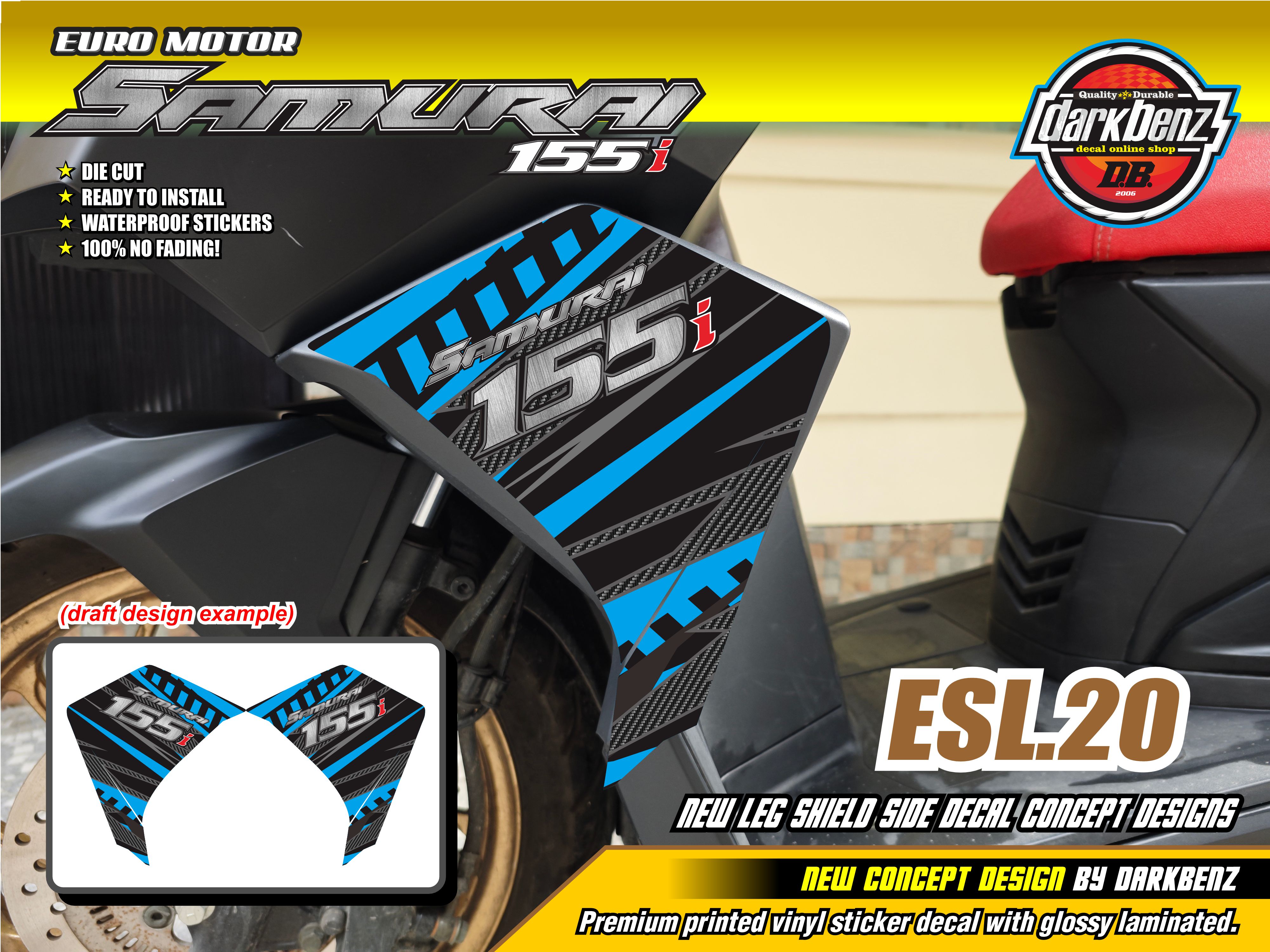 Euro Motor Samurai 155i New Leg Shield Side Concept Quality Printed ...