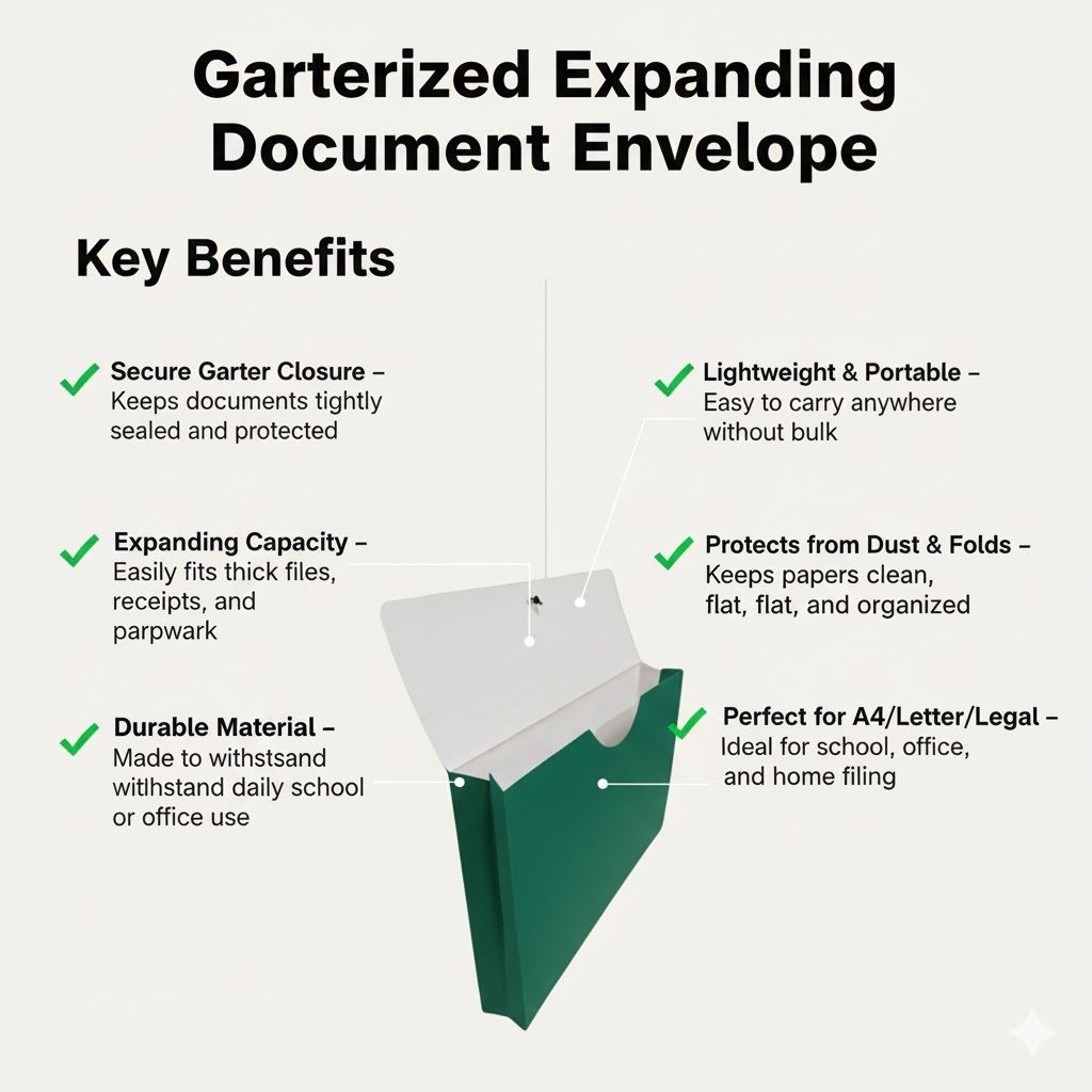 ERC Garterized Expanding Envelope A4 Long Legal Document Folder School ...