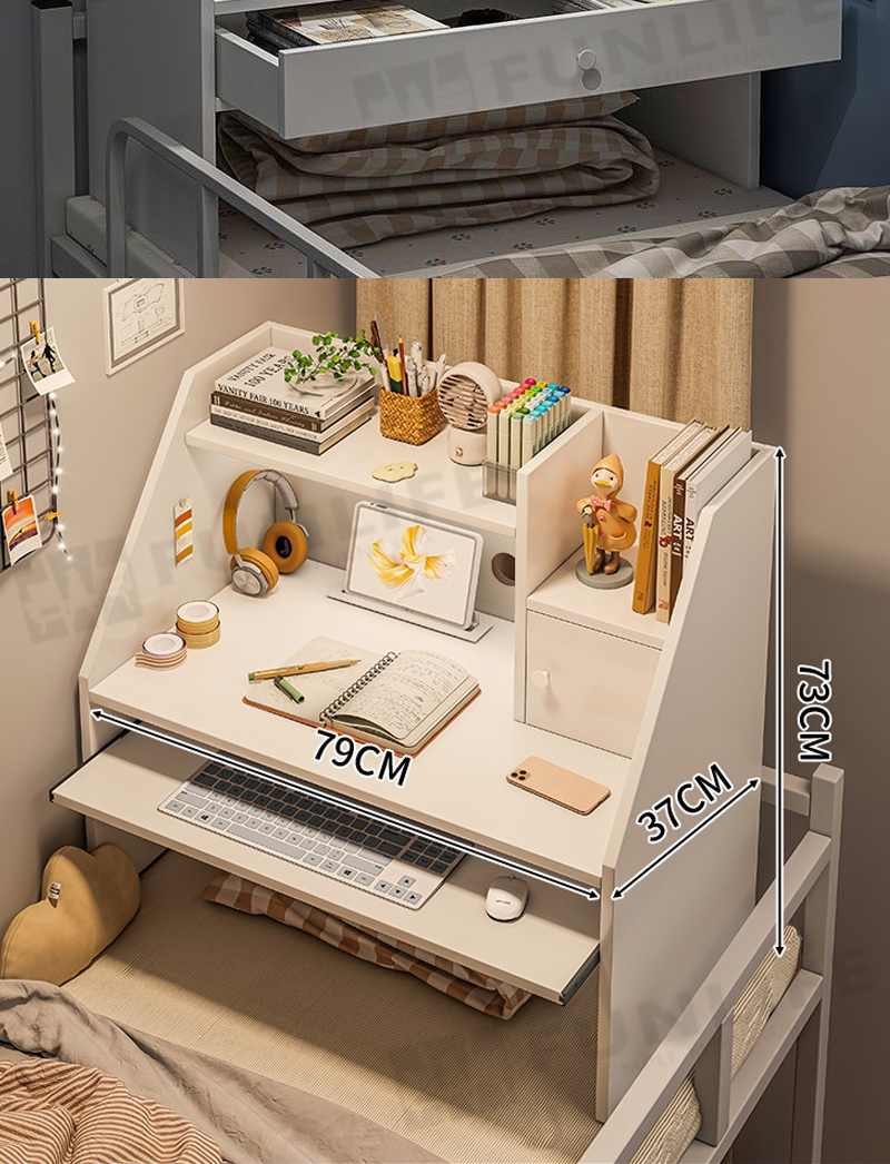 Bed Study Table Bed Computer Desk With Drawer Dormitory Learning ...