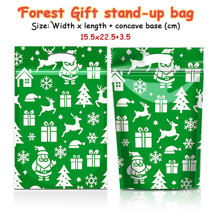 50Pcs Christmas Ziplock Bag With Zipper Lock Plastic Packaging For Gift ...