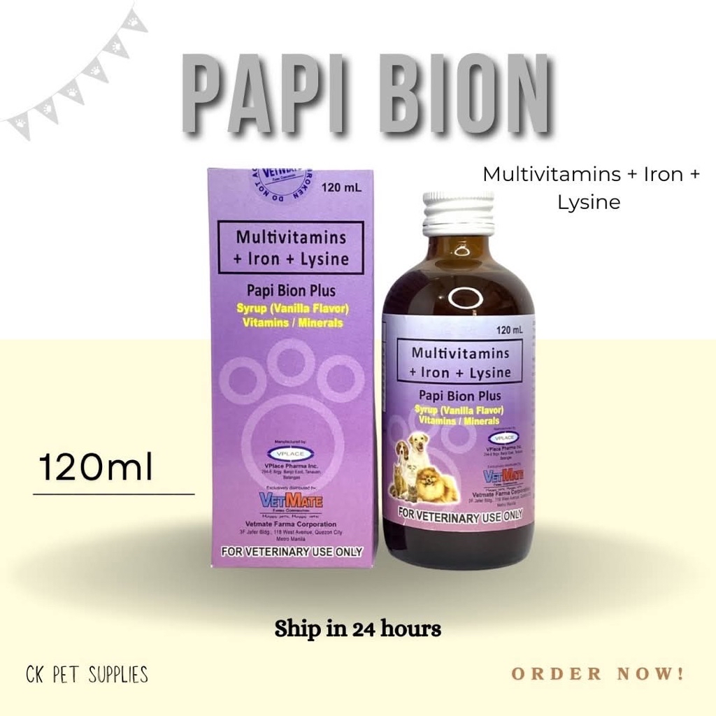 Papi Bion Plus / Iron Vitamins for Cat and Dog 120ml CKP | Shopee ...
