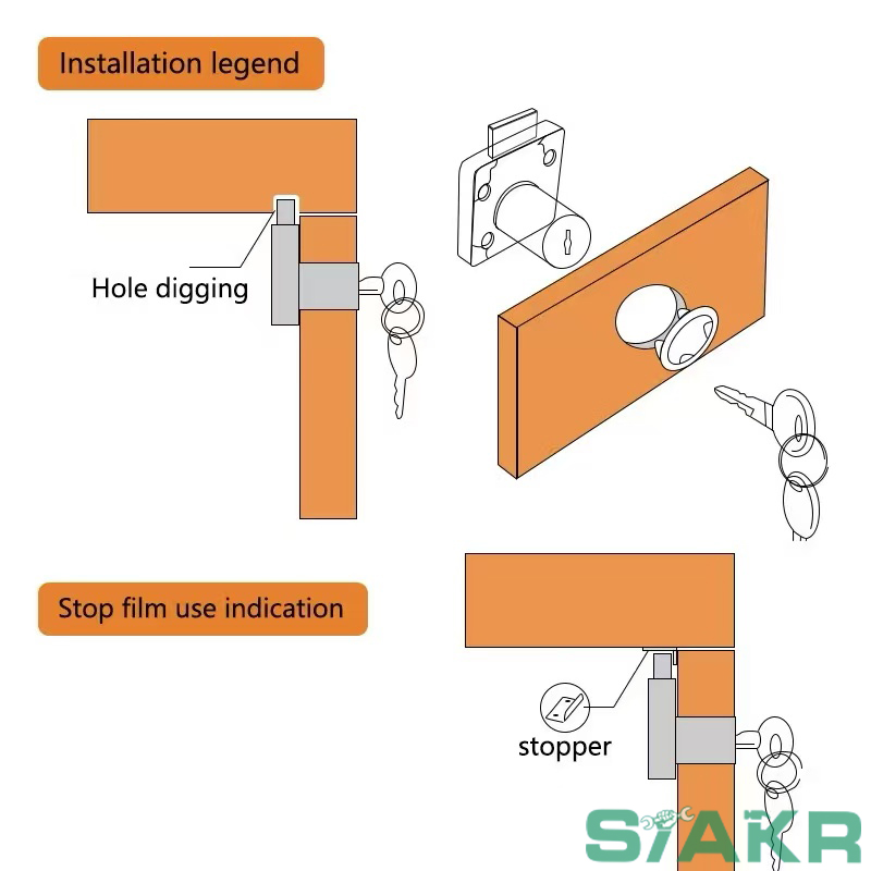 5PCS Stainless Steel Premium drawer lock furniture installation cabinet ...