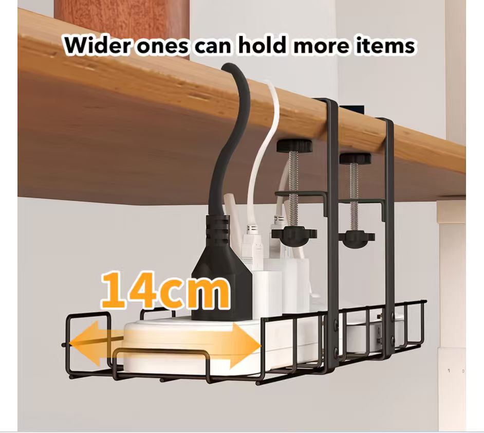 Under Table Storage RackCable Management Tray Desk Socket Holder Wire ...