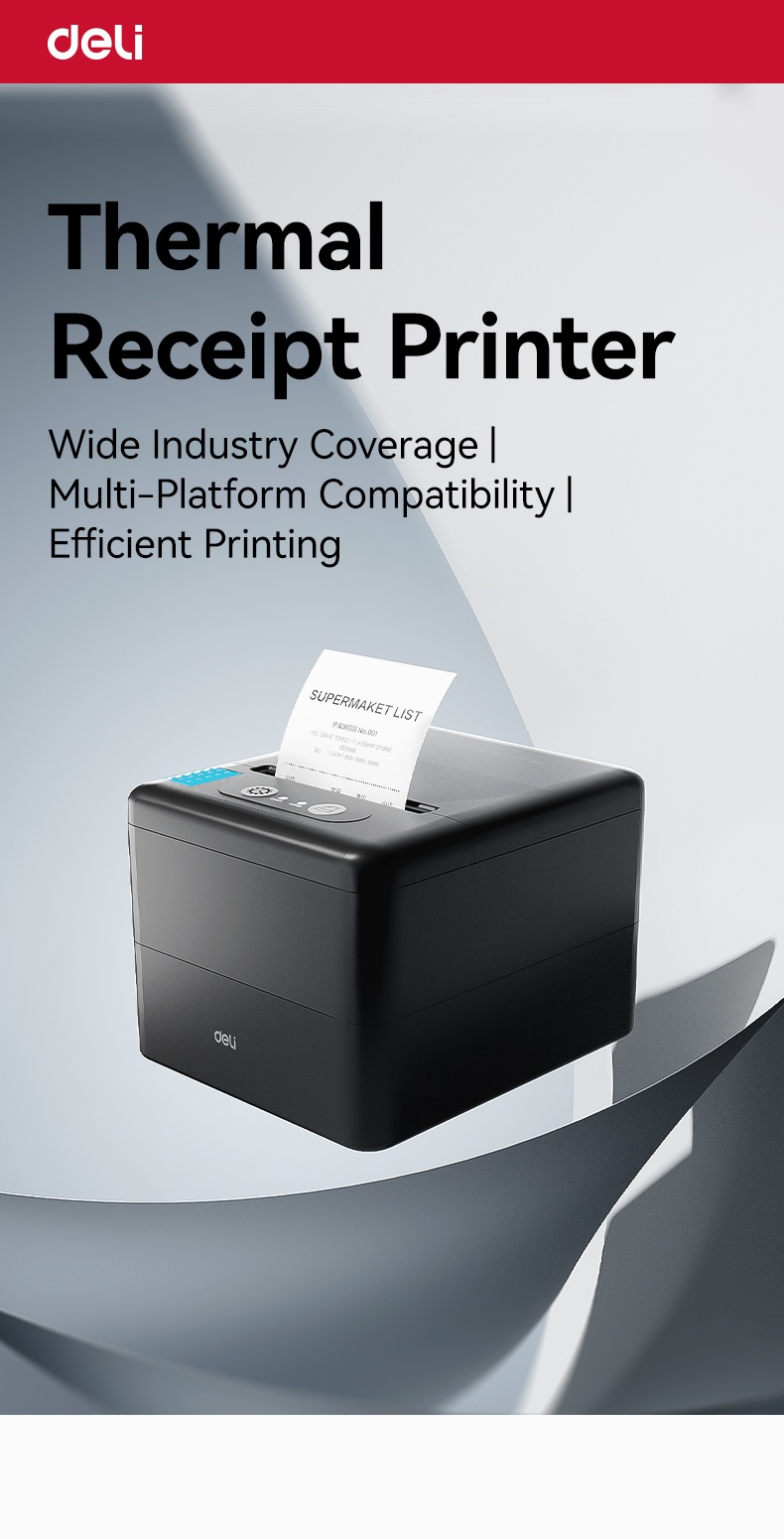 Deli Desktop Receipt Printer High-Speed Bluetooth Portable Thermal ...