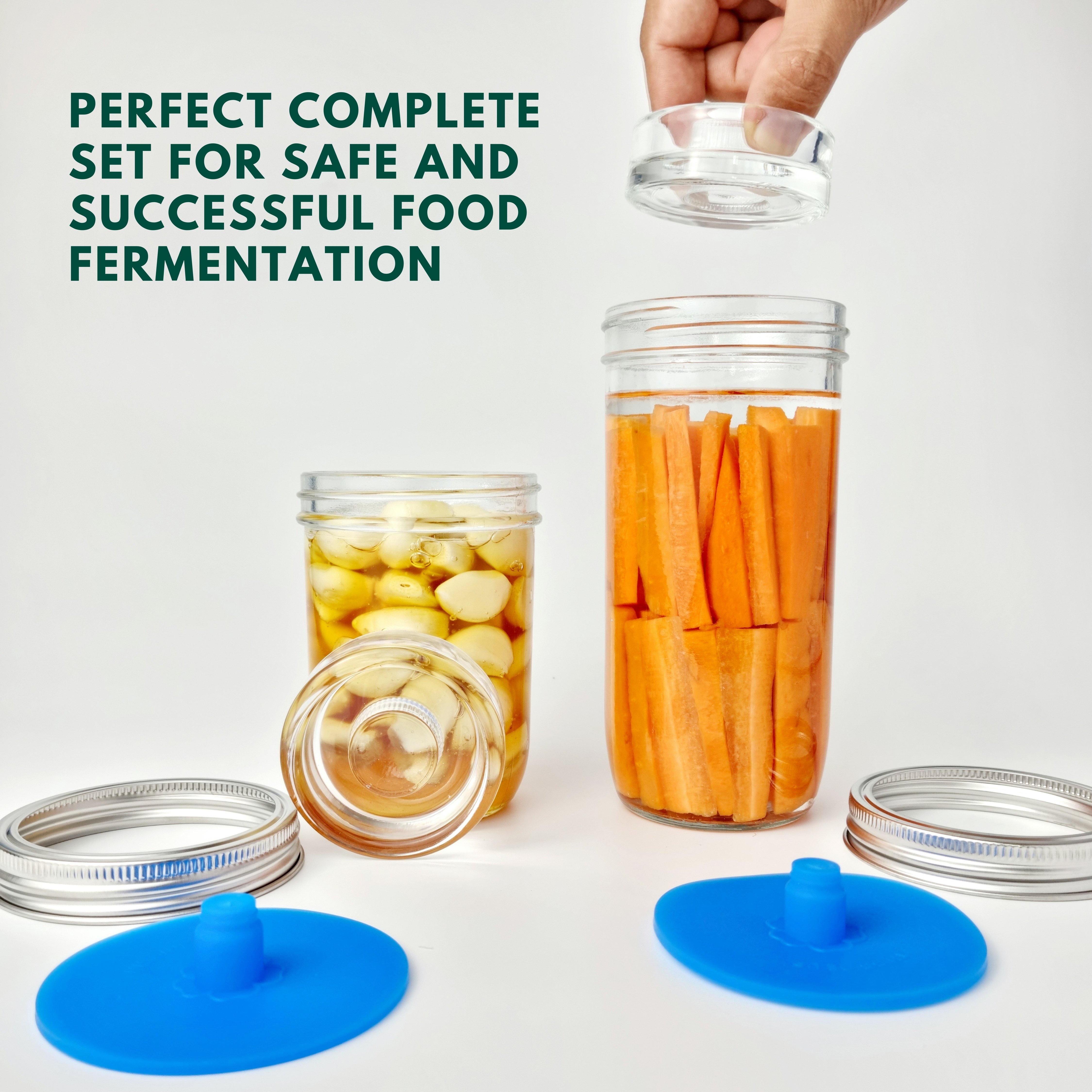 Famillo® Fermentation Set, Mason Jar with Fermenting Weight, Silicone ...