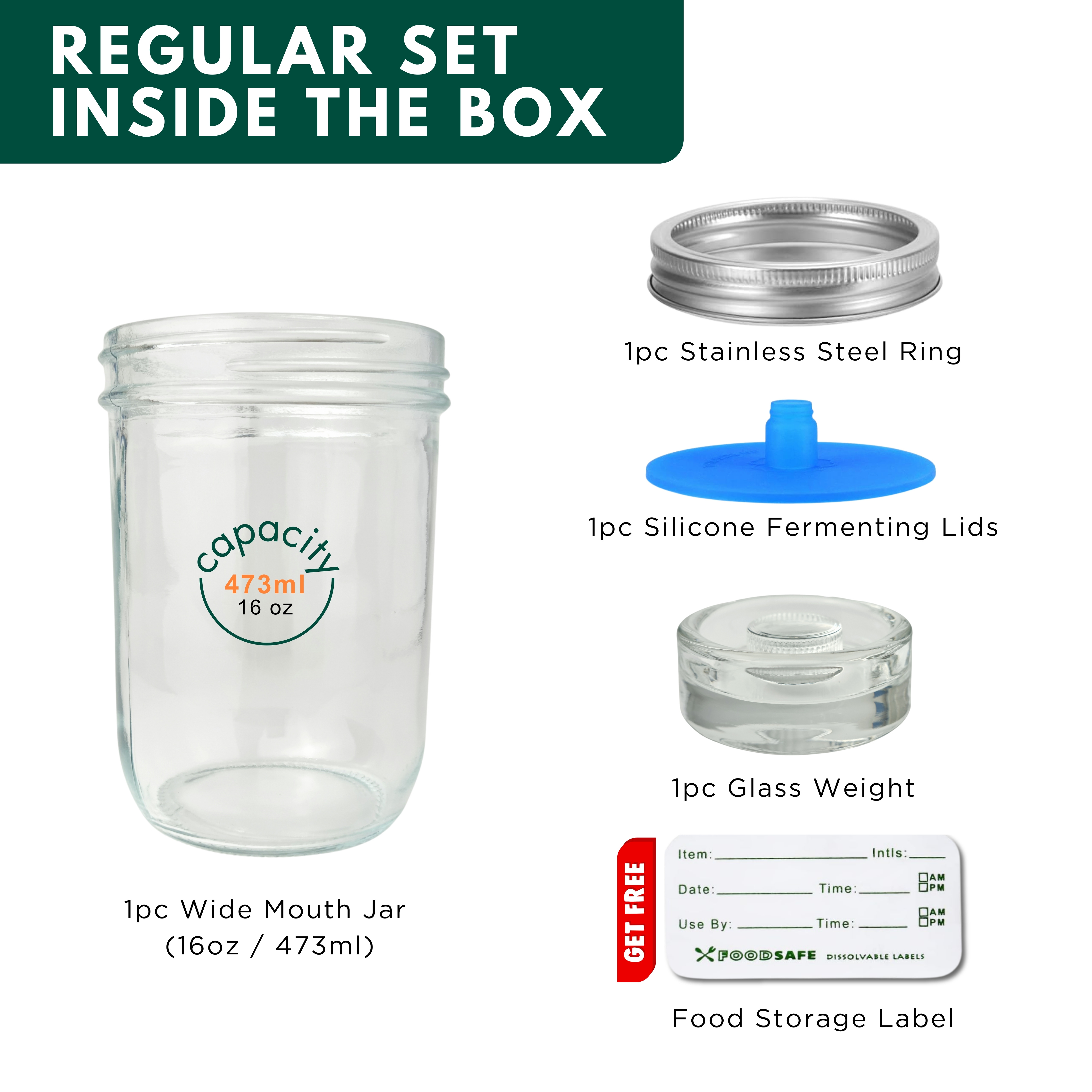 Famillo® Fermentation Set, Mason Jar with Fermenting Weight, Silicone ...