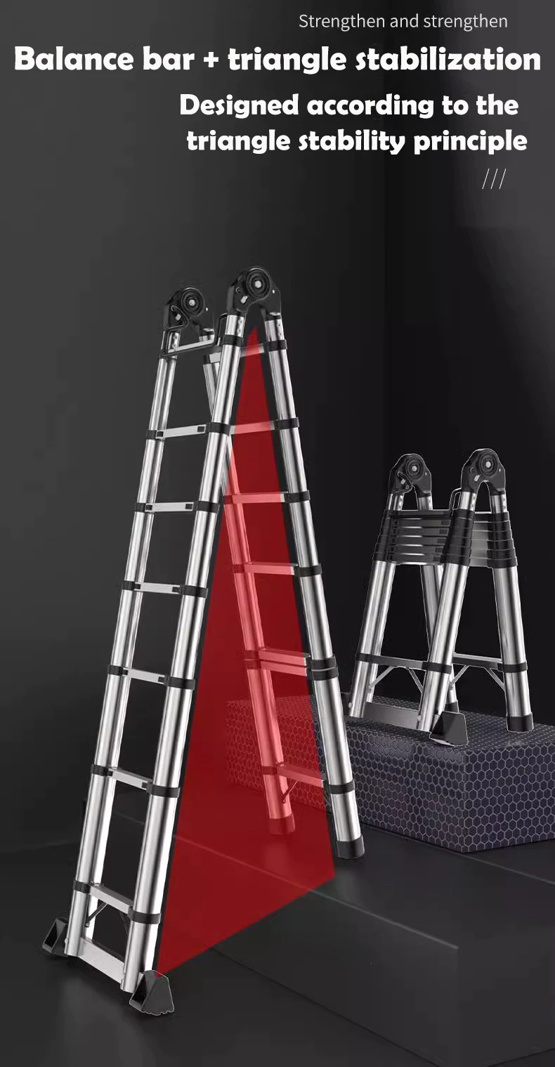 Telescopic Ladder Foldable Stainless steel Heavy Duty Step Ladder 500KG ...