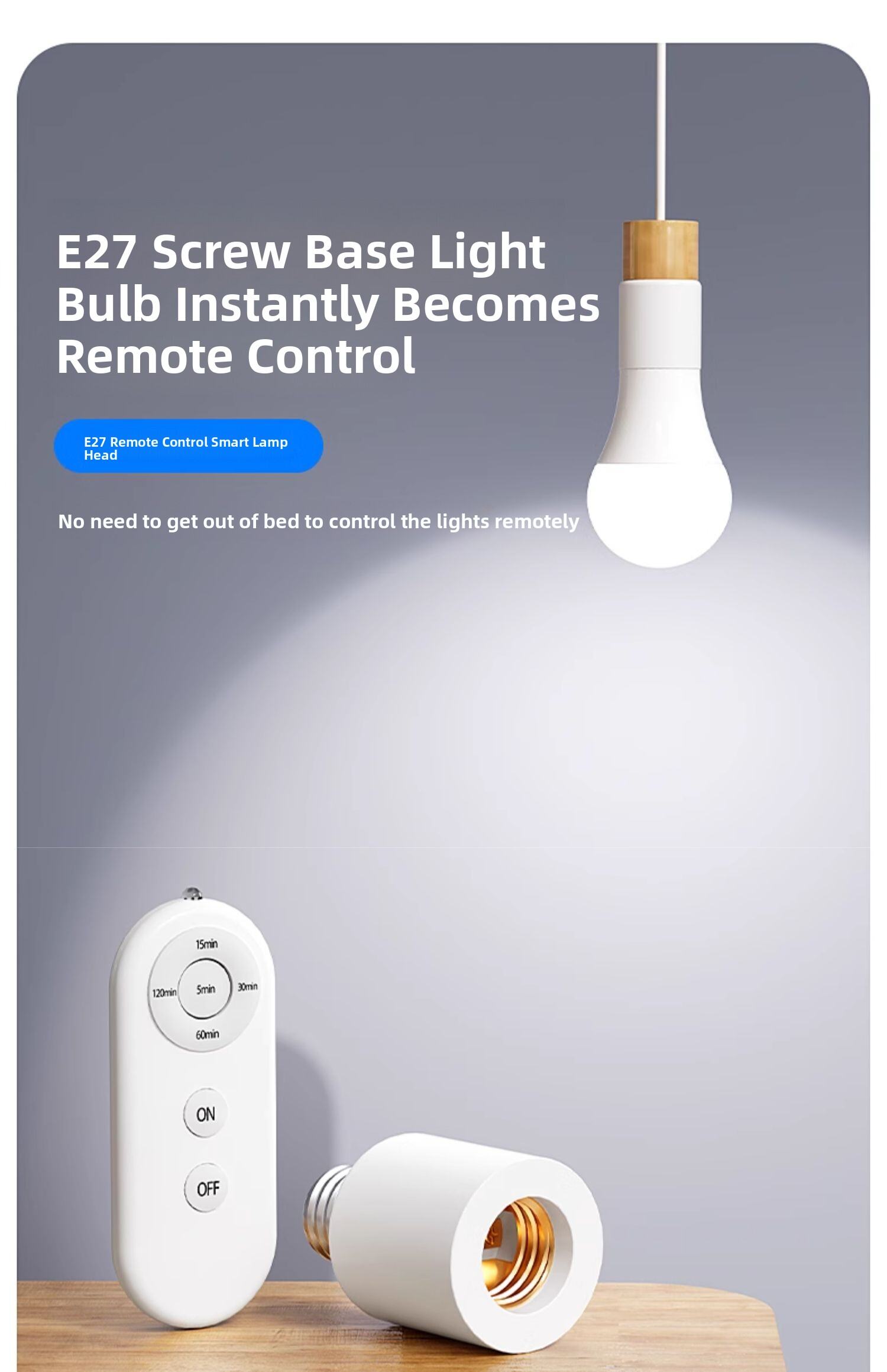 Smart bulb socket E27 wireless remote control switch LED lamp holder on ...