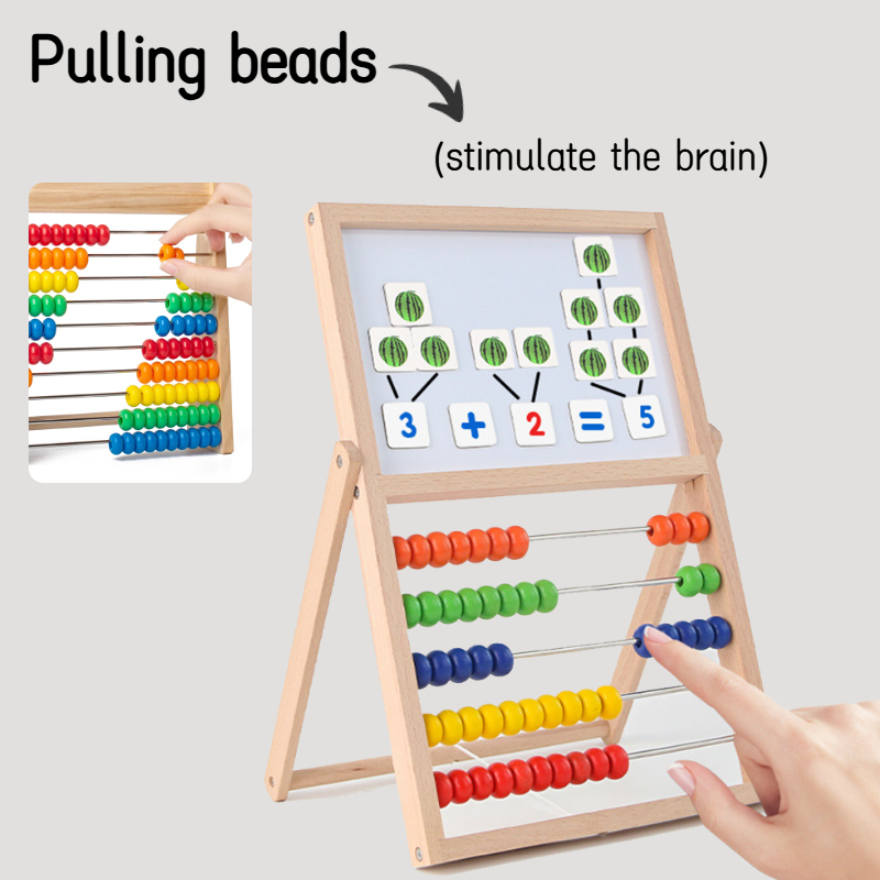 5/10-Row Wooden Beads Abacus Count Frame Teaching Aid Math Educational ...