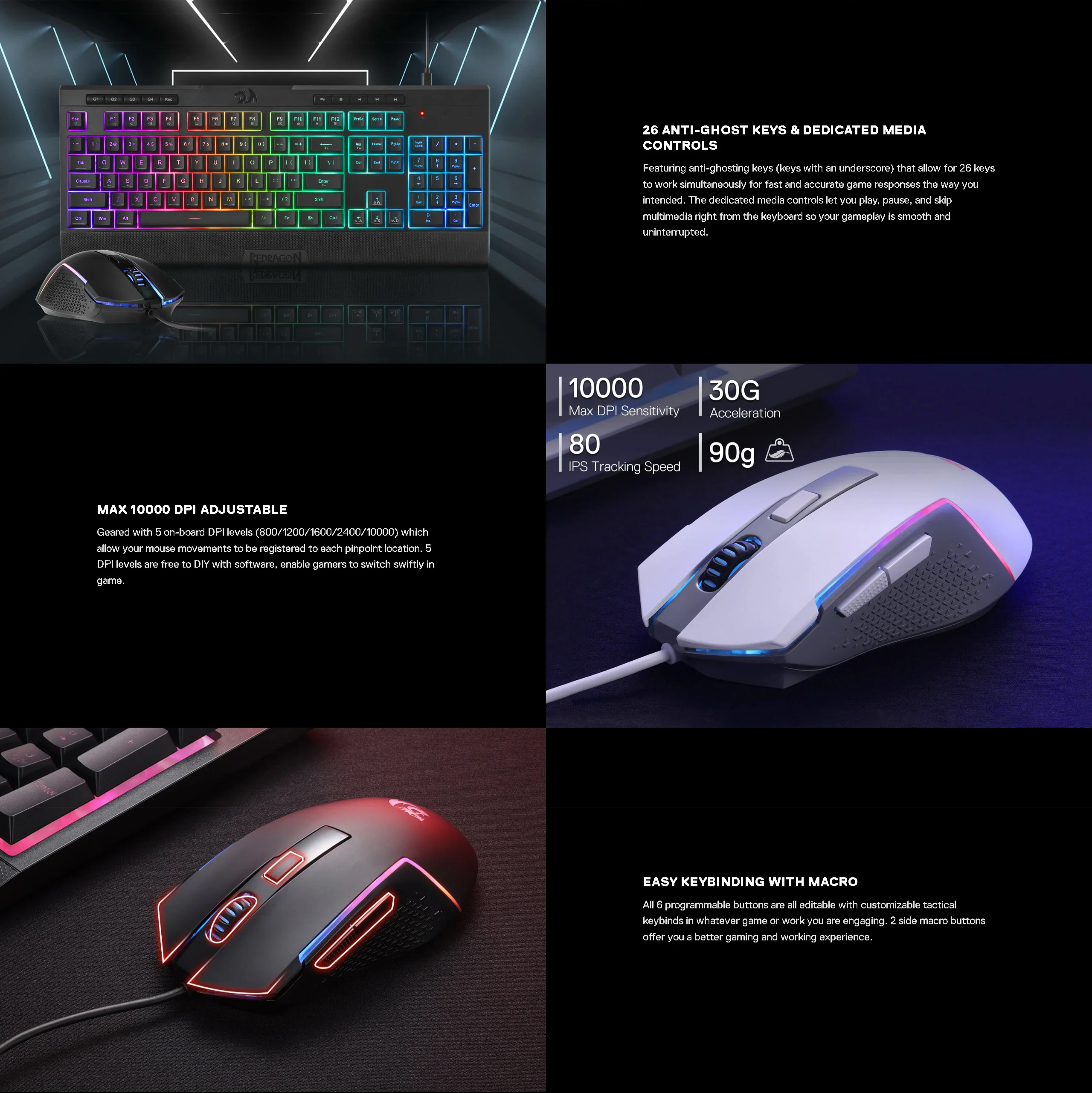 Redragon S151 Combo 2 in 1 RGB Wired Gaming Keyboard & Mouse | Shopee ...