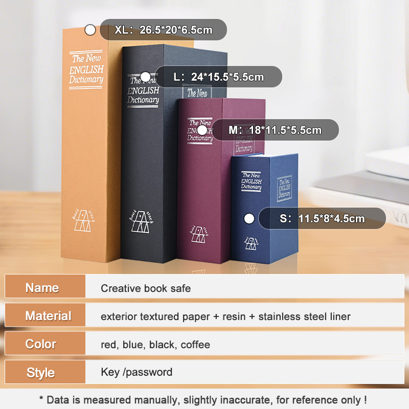 Dictionary Hidden Book Safe With Key Lock – Large Red Faux Book Diversion Safe For Valuables, Blends Into Bookshelf