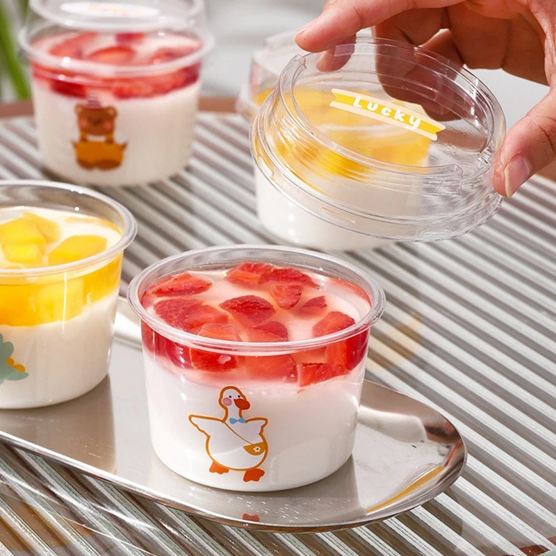 HOME 50Pcs Disposable Dessert Cup Mini Pudding Cups Clear Plastic ...