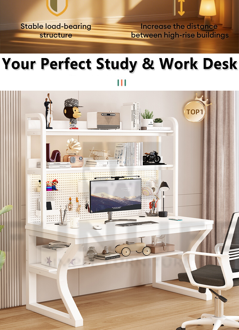 Study Table Pegboard Computer Table Multiple Storage Areas With ...