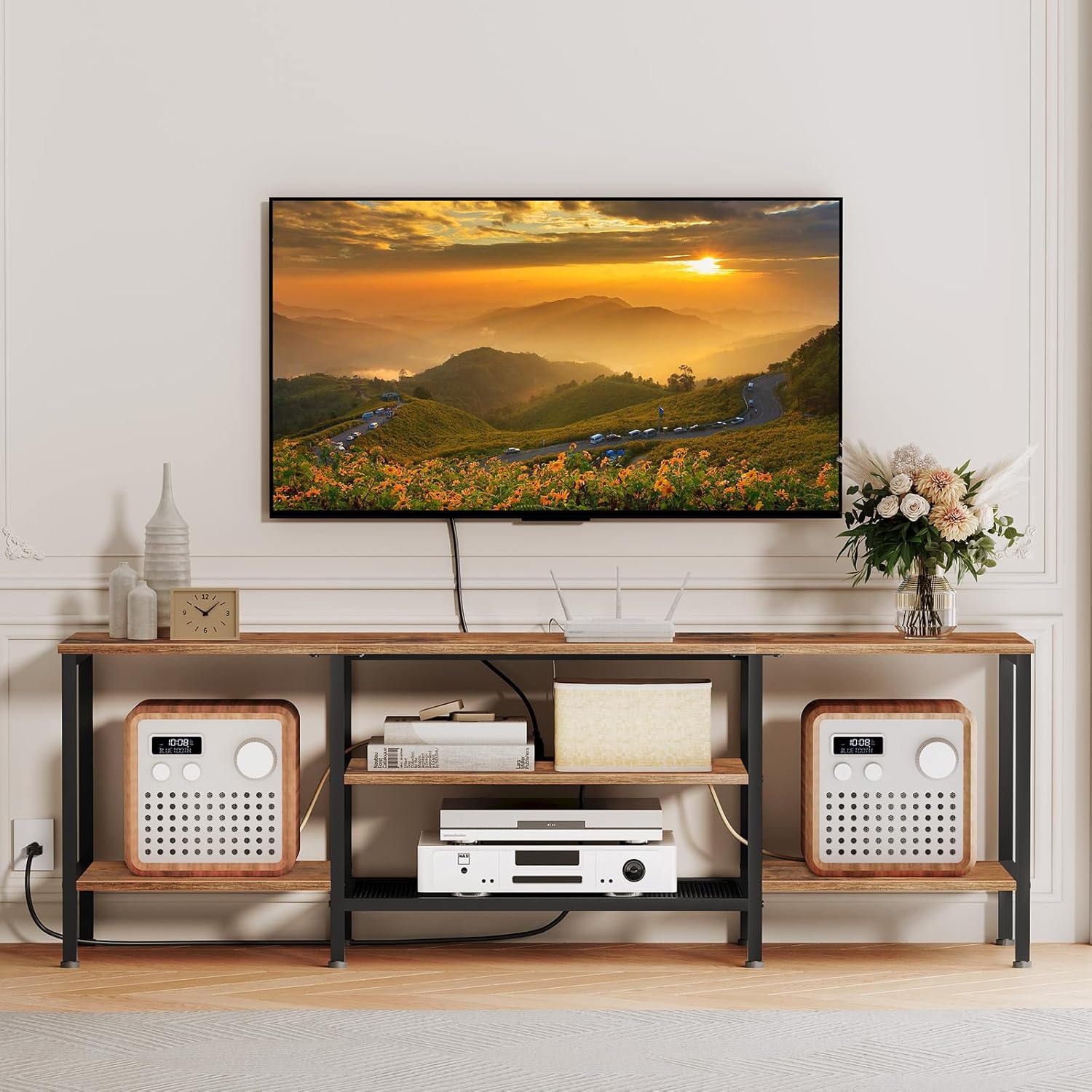 Multi-layer Tv Rack Storage Cabinet Shelf Living Room Metal Frame Tv ...