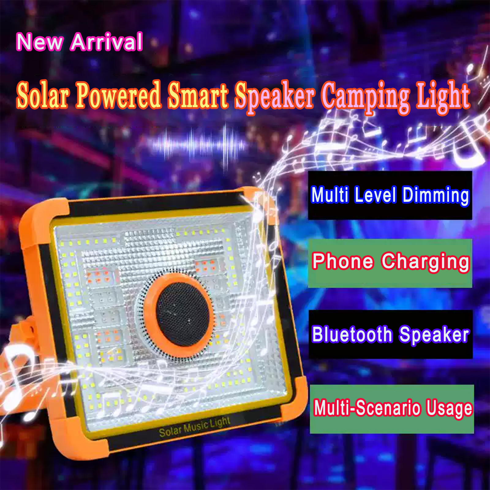 Solar Powered Bluetooth Speaker Camping Light Audio System Outdoor ...