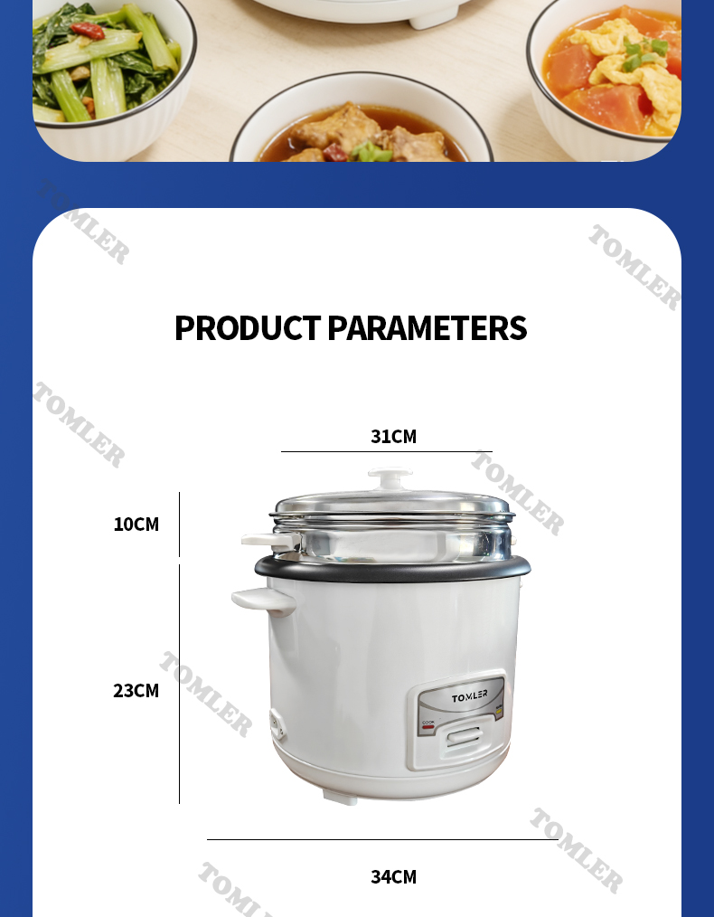 TOMLER Multi-functional Electric Cooker Rice Cooker 3L/5L Non-stick ...