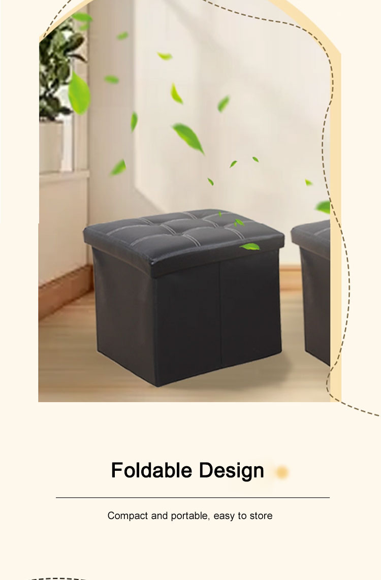 HAHA Ottoman Storage Stool Leather Rectangular Storage Box ...