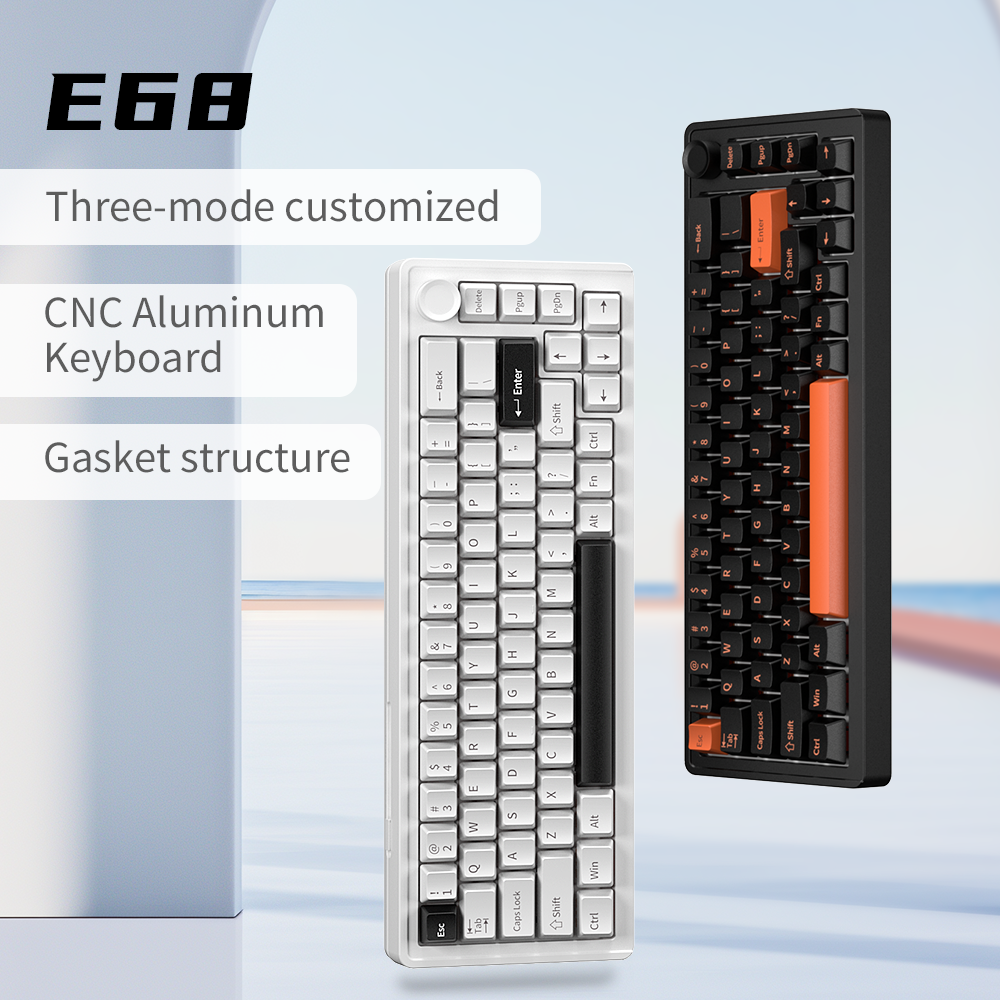 ZIFRIEND AG68 Wired Mechanical Keyboard E68 with Knob Gasket Structure ...