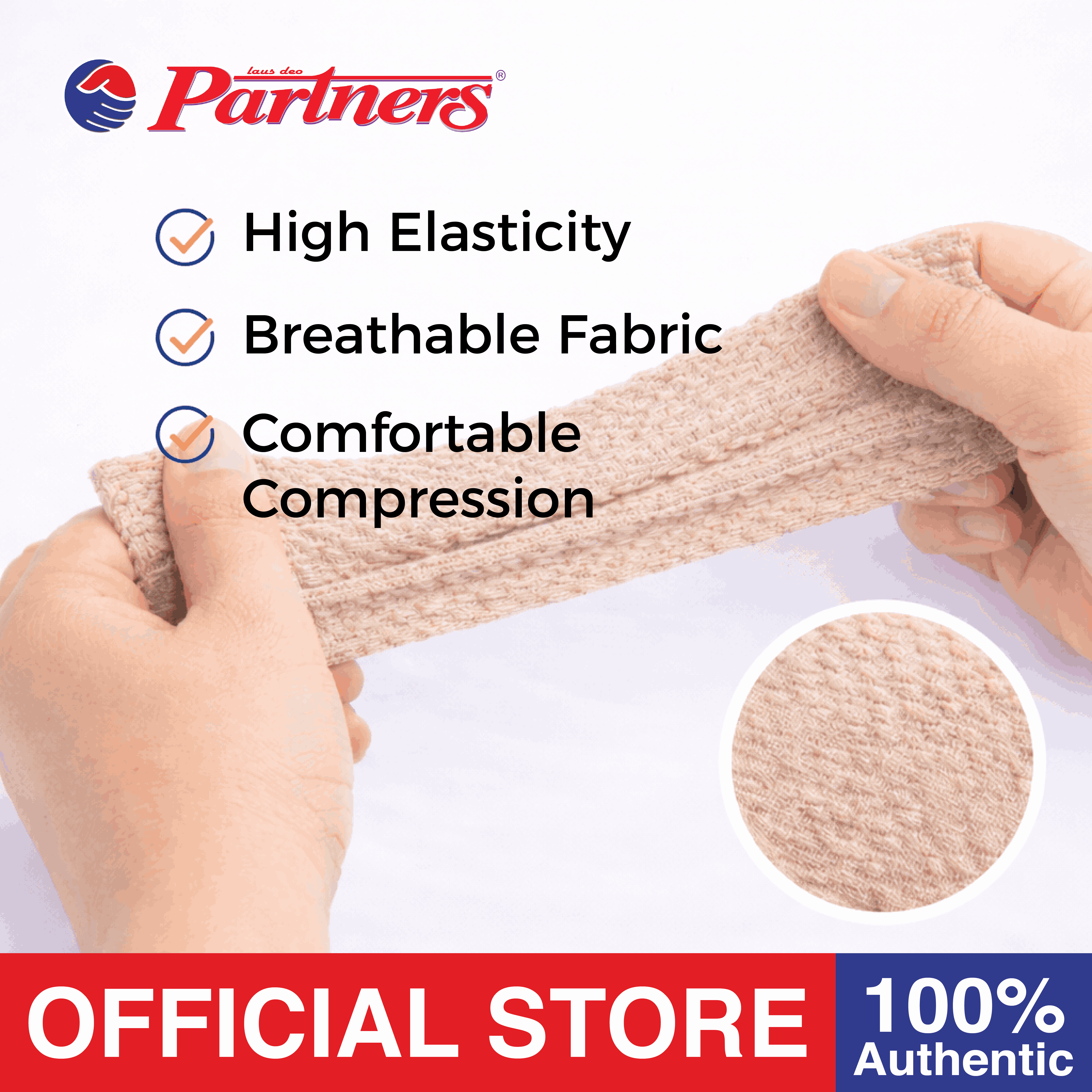 Partners Elastic bandage 3 inch x 5 yards High Elasticity with Hook ...