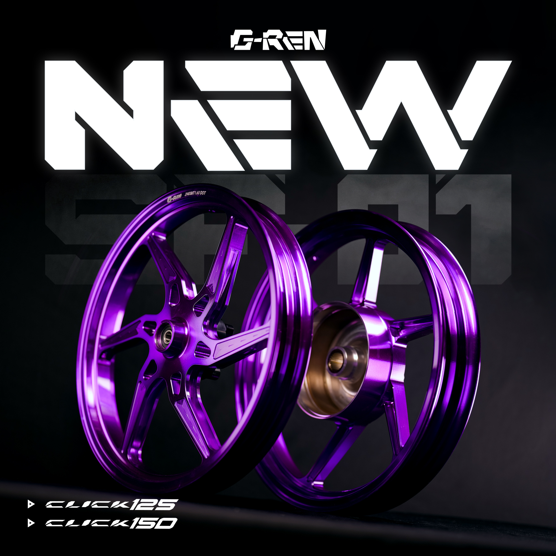 G-REN MAGS SEMI FORGED SF-01 HONDA CLICK 125/150 SIZE 14 1.60 FRONT 1. ...