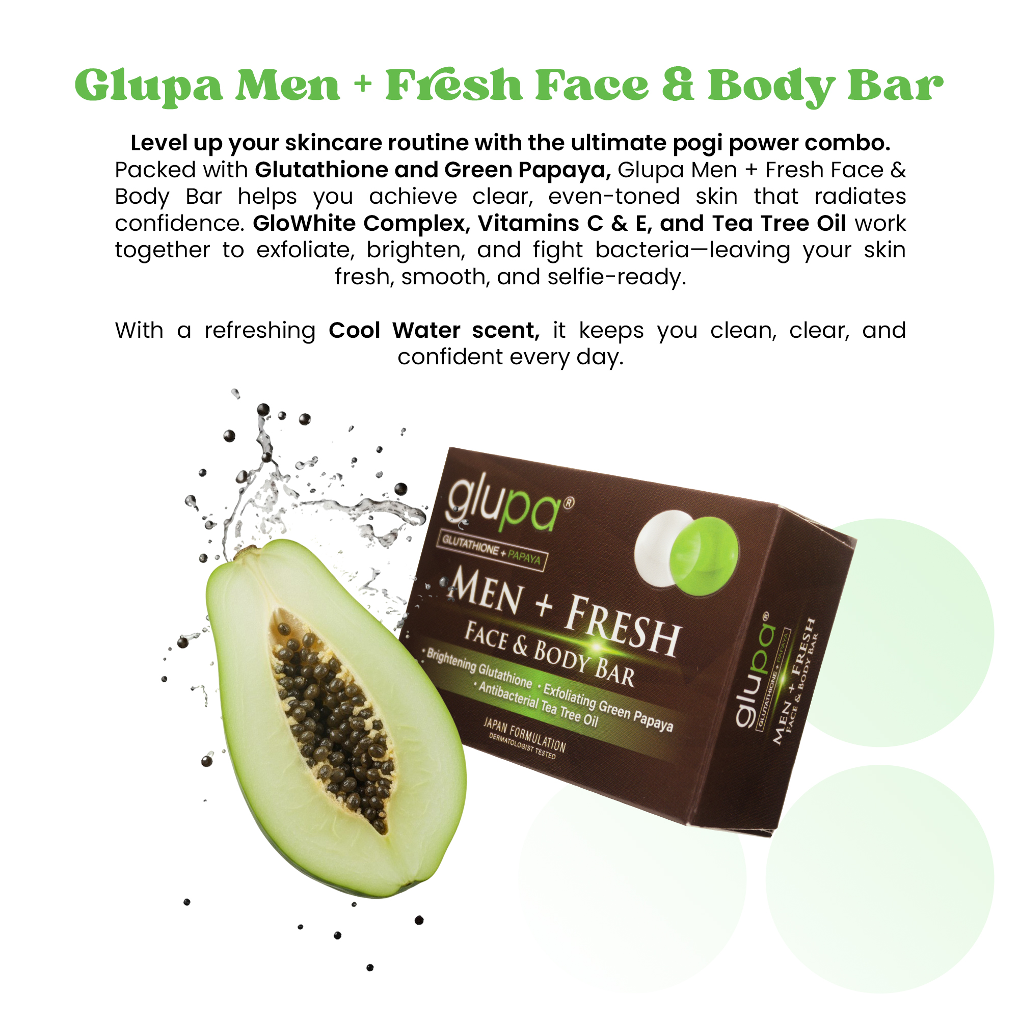 Glupa Men + Fresh Face and Body Bar Soap 100g - Glutathione & Papaya ...