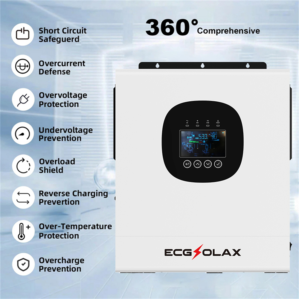 ECGSOLAOX 12KW 48V Hybrid Solar Inverter On-Grid/Off-Grid Built-in 160A ...
